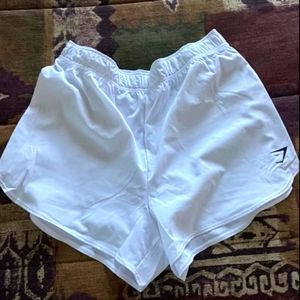 White gym shark shorts